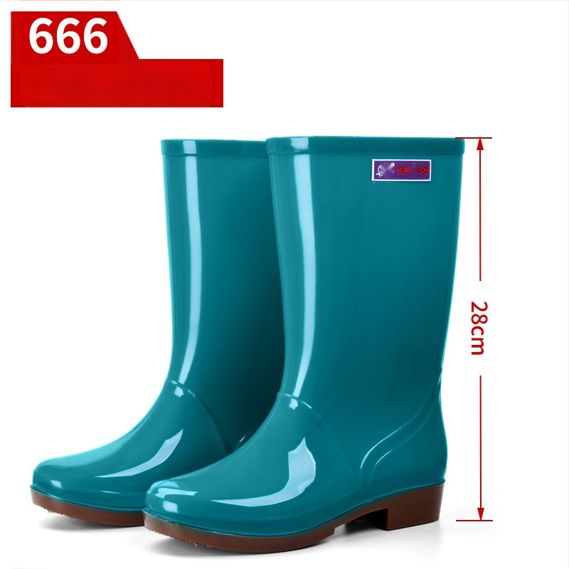 Moterų lietaus batai, viršus iš PVC, aukštas vamzdelis, įprastas storis, slip-on užsegimas