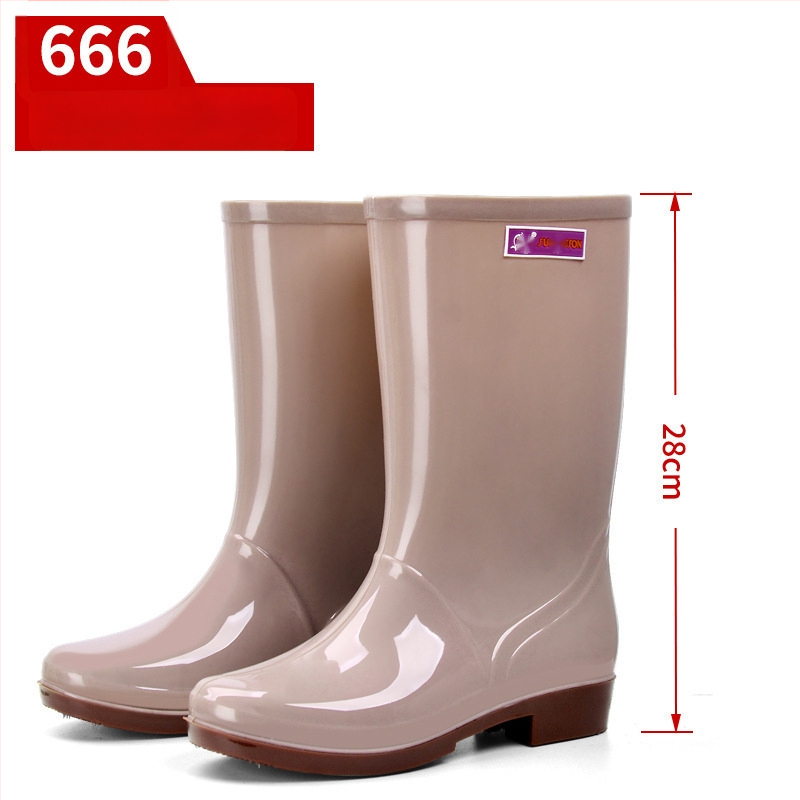 Moterų lietaus batai, viršus iš PVC, aukštas vamzdelis, įprastas storis, slip-on užsegimas