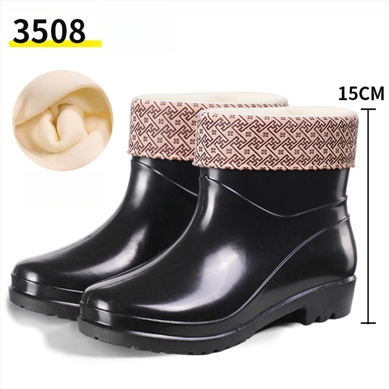 Moterų lietaus batai, viršus iš PVC, aukštas vamzdelis, įprastas storis, slip-on užsegimas