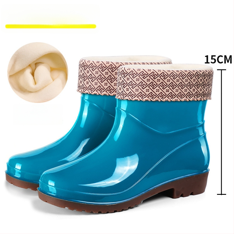 Moterų lietaus batai, viršus iš PVC, aukštas vamzdelis, įprastas storis, slip-on užsegimas