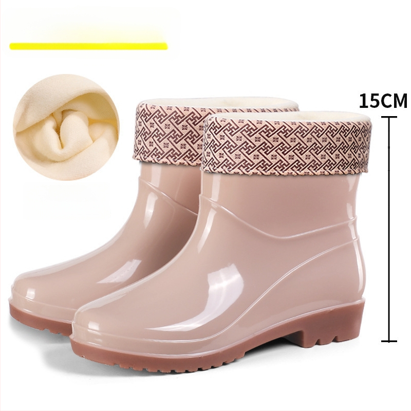 Moterų lietaus batai, viršus iš PVC, aukštas vamzdelis, įprastas storis, slip-on užsegimas