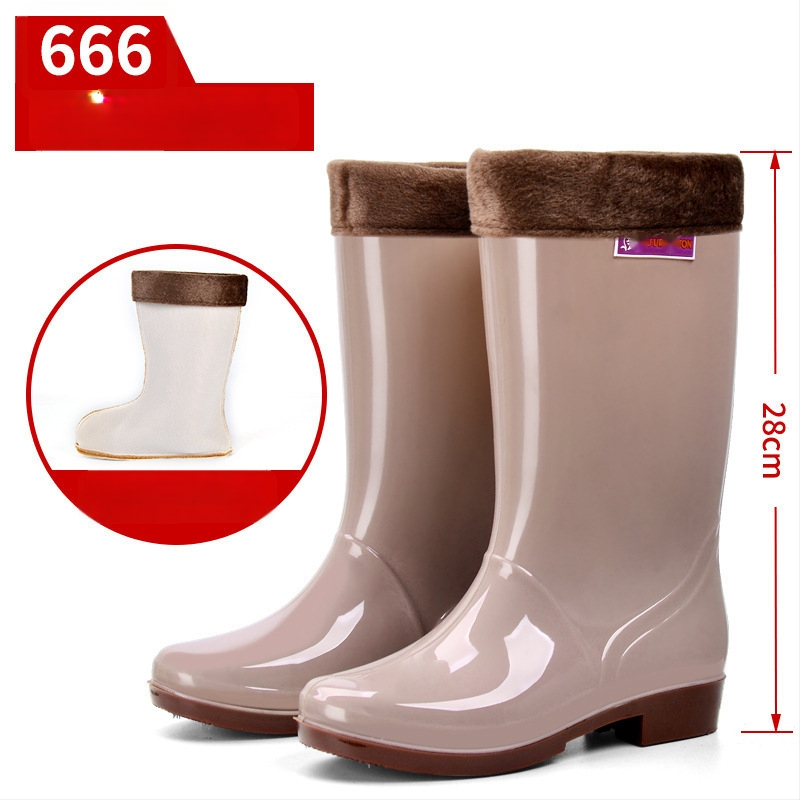 Moterų lietaus batai, viršus iš PVC, aukštas vamzdelis, įprastas storis, slip-on užsegimas