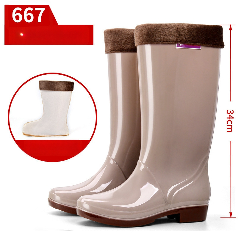 Moterų lietaus batai, viršus iš PVC, aukštas vamzdelis, įprastas storis, slip-on užsegimas