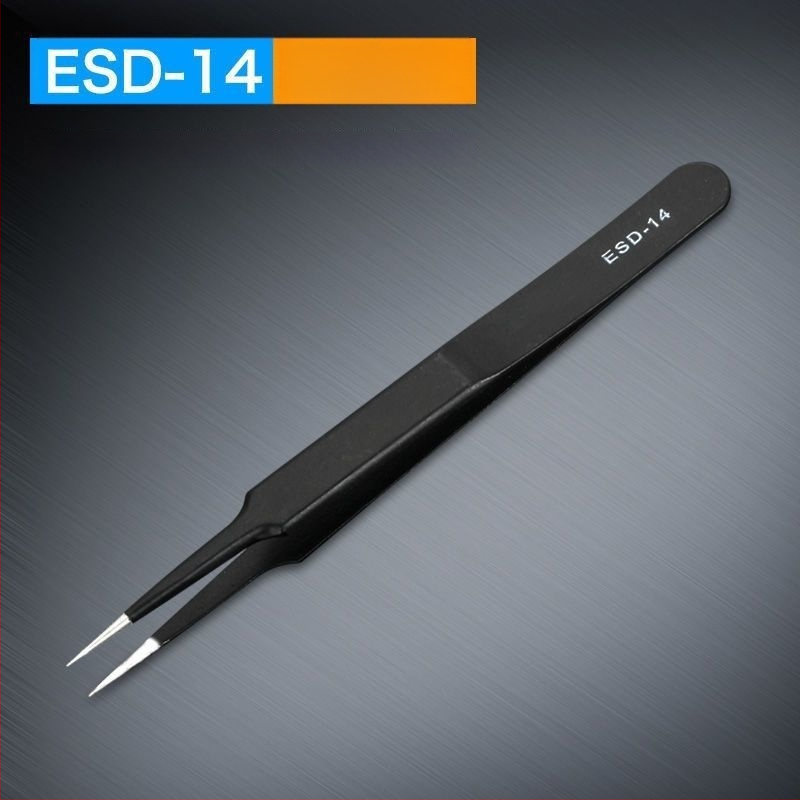 Антистатични пинсети от неръждаема стомана, прецизен извивен връх, връх от високо въглеродна стомана за заваряване на електронни компоненти
