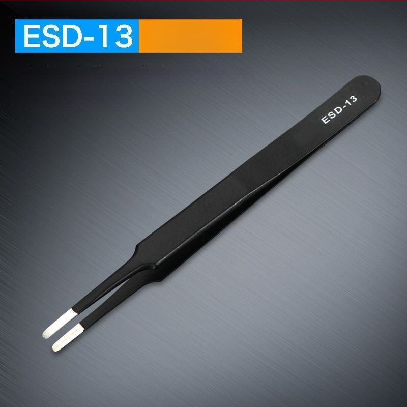 Антистатични пинсети от неръждаема стомана, прецизен извивен връх, връх от високо въглеродна стомана за заваряване на електронни компоненти