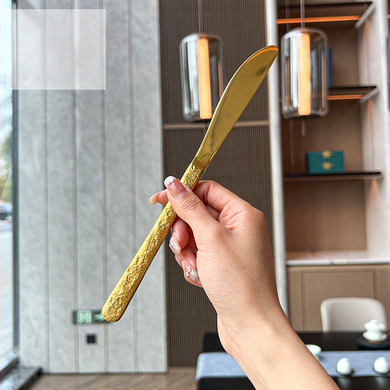 Rock mintás rozsdamentes acél étkészlet – kés, villa, kanál, desszertkanál, tükrös felület, logó testreszabható