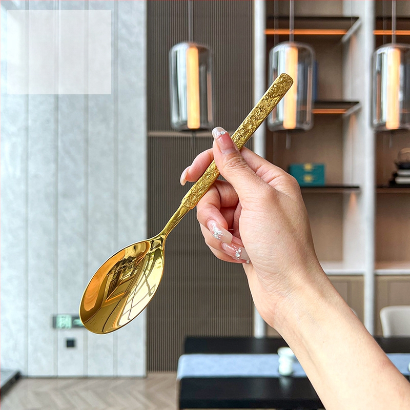 Rock mintás rozsdamentes acél étkészlet – kés, villa, kanál, desszertkanál, tükrös felület, logó testreszabható