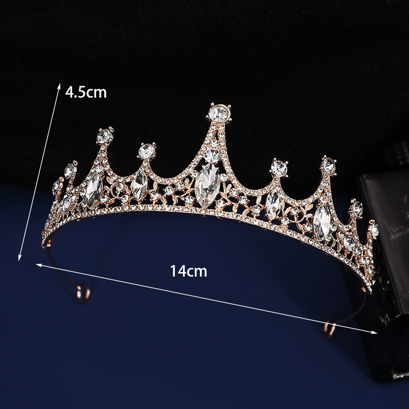Корона-диадема с кристали, корейски стил, сплав, електроплагиране, подходяща за сватба, рожден ден и фестивал