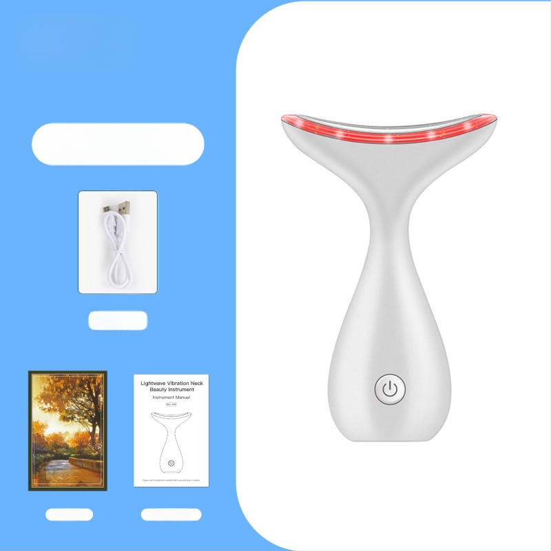 Kakla skaistuma ierīce ar vibrācijas masāžu, fotonisko skaistumu un mikrostrāvu – USB uzlāde, mājas lietošanai