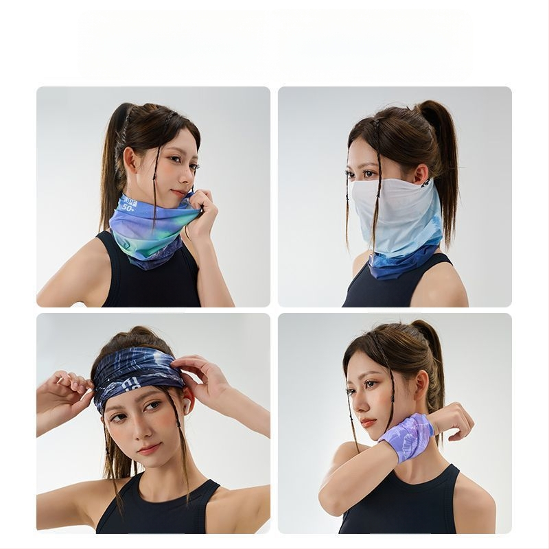 Слънцезащитна маска за жени за колоездене, ледено коприна плат, райета, casual стил, за открито, спортни шапки и шалове за глава