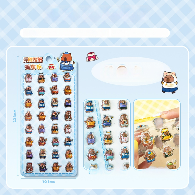 3D-reliefes Capybara telefonmatrica – rajzfilmszerű, kézzel készített; Anyag: papír + öntapadós PVC + epoxigyanta; Súly: 23 g; Márka: Zero Alliance