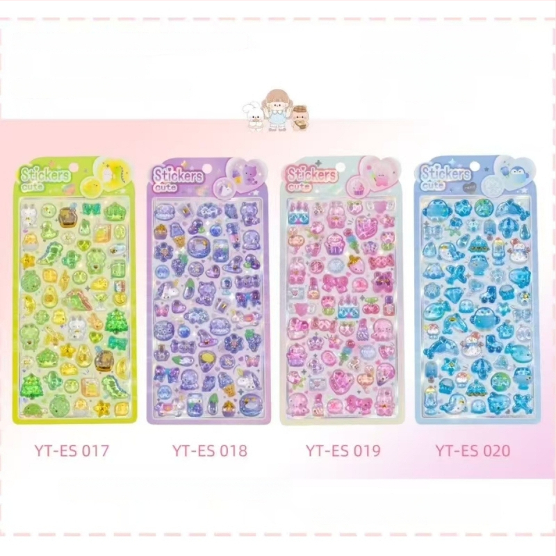 Yangtong 3D reliefes állat matricák – rajzfilmszerű telefon dekoráció, nyomtatott kézművesség