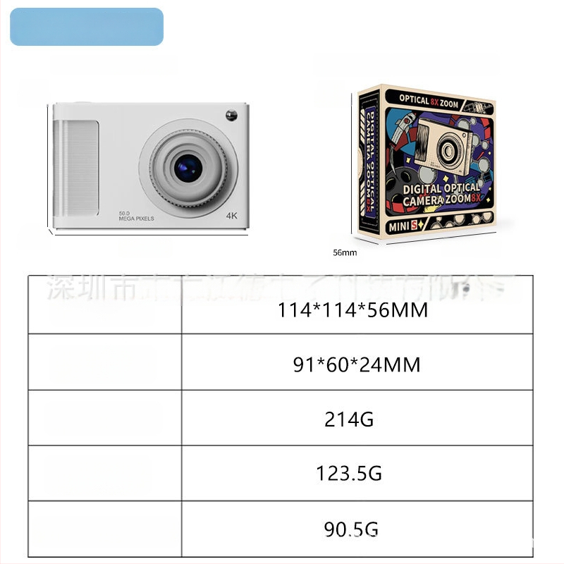 4K vaikų kamera su priekinėmis ir galinėmis dviejų kamerų funkcijomis, 24 MP CMOS jutiklis, 4x optinis priartinimas, 2,4 colių LCD ekranas