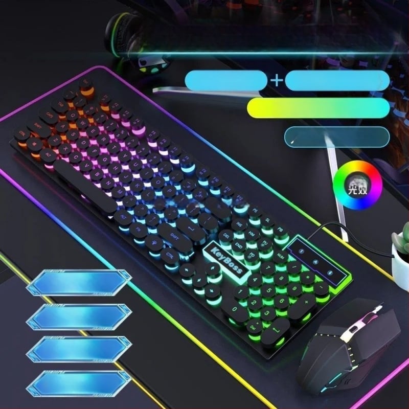 Комплект клавиатура и мишка, USB кабелно свързване, с числов клавиатура, без подсветка