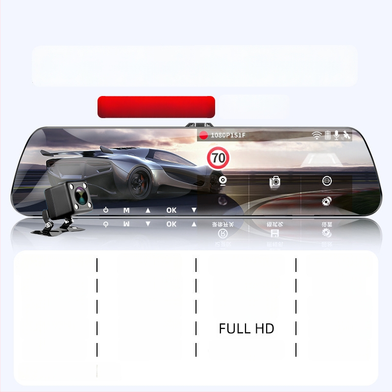 Automobilio vaizdo registratorius su priekyje ir gale kamera, 360° panoraminis vaizdas, F2.0 diafragma, 1080p, 4MP