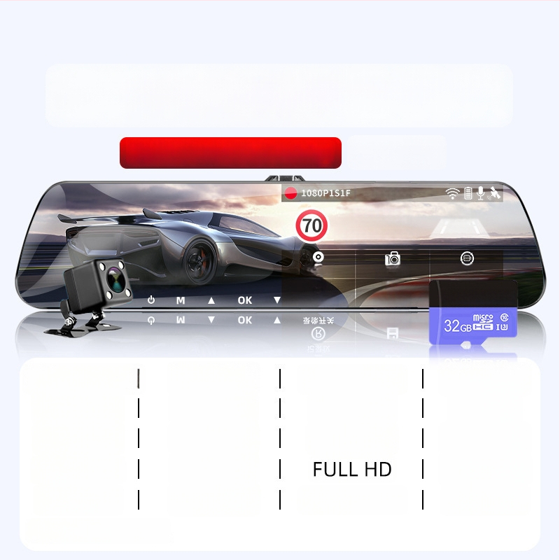 Automobilio vaizdo registratorius su priekyje ir gale kamera, 360° panoraminis vaizdas, F2.0 diafragma, 1080p, 4MP