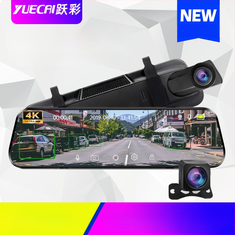 ADAS automobilių veidrodinis vaizdo registratorius su dviejų objektyvų sistema, Wi‑Fi, 1080p, 170° matomumo kampas