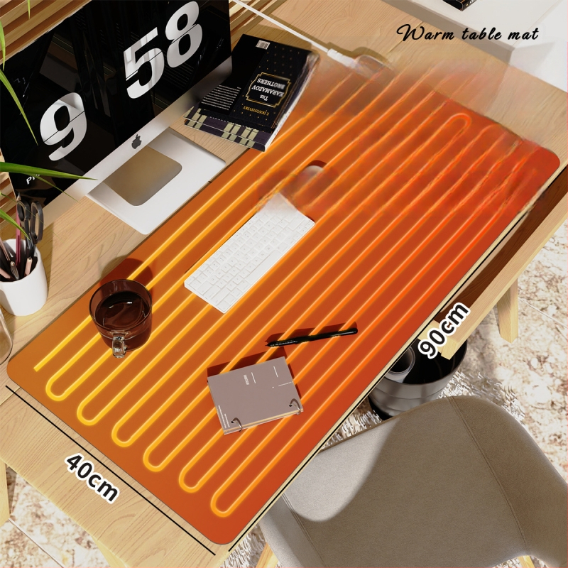 Nagyméretű íróasztali fűtőpad PU borítással, 220V bemenet, 220W teljesítmény, fűtés alumíniumlemezen, intelligens hőmérséklet-szabályozás (többszintű), túlmelegedés és rövidzárlat védelem