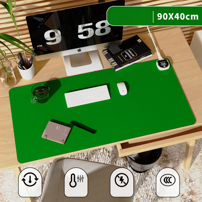 Nagyméretű íróasztali fűtőpad PU borítással, 220V bemenet, 220W teljesítmény, fűtés alumíniumlemezen, intelligens hőmérséklet-szabályozás (többszintű), túlmelegedés és rövidzárlat védelem