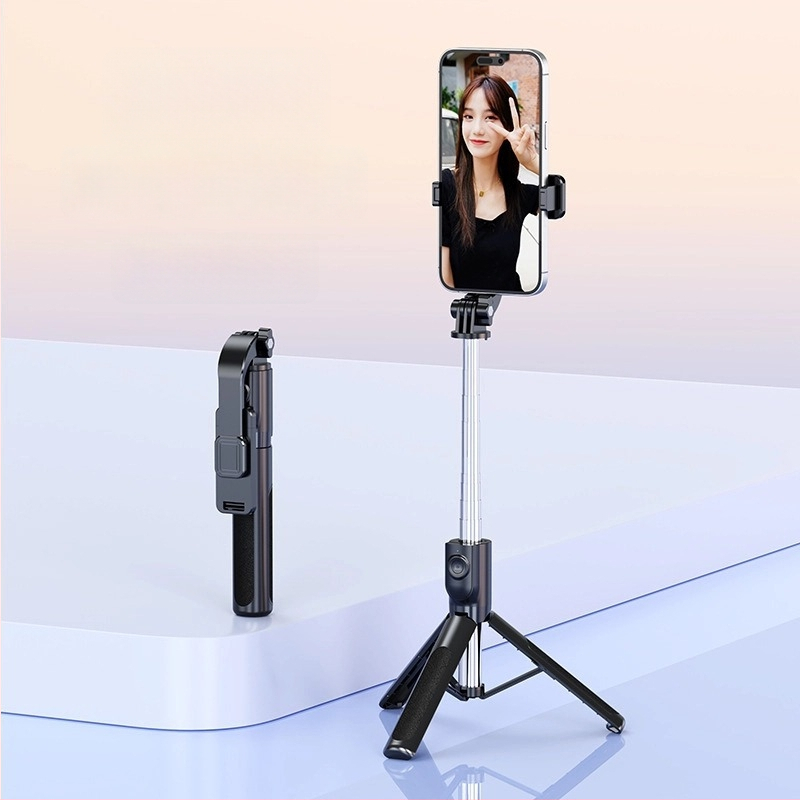Integrēts Bluetooth selfie sticks mobilajam telefonam — pārnēsājams, stabils statīvs ar tālvadības pulti, apgaismojums un IBIS saderība (ABS + nerūsējošais tērauds)