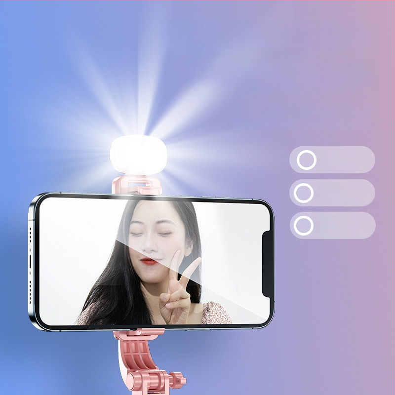 Integrēts Bluetooth selfie sticks mobilajam telefonam — pārnēsājams, stabils statīvs ar tālvadības pulti, apgaismojums un IBIS saderība (ABS + nerūsējošais tērauds)