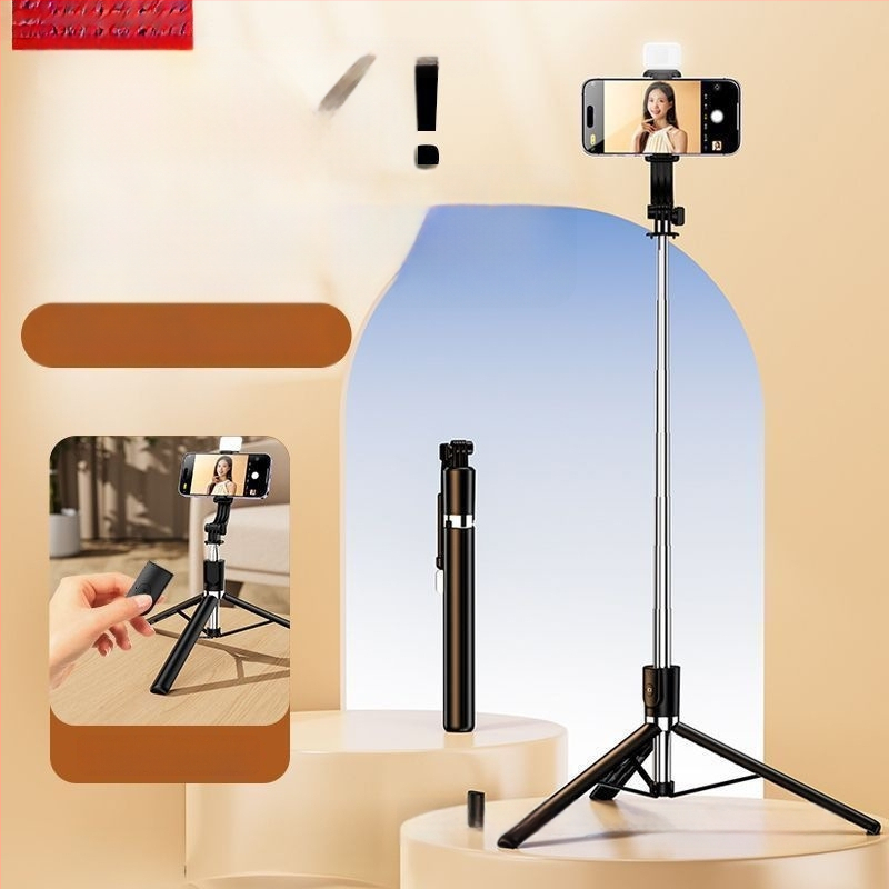 Bluetooth Selfie Stik ar Triju Kāju Stativu, ar Gaismu un Tālvadību, Pārnēsājams Universālais Telefona Turētājs, Nerūsējošais Tērauds, IBIS Atbalsts