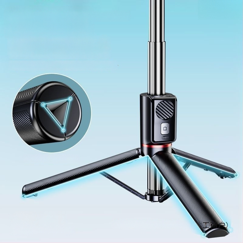 Bluetooth Selfie Stik ar Triju Kāju Stativu, ar Gaismu un Tālvadību, Pārnēsājams Universālais Telefona Turētājs, Nerūsējošais Tērauds, IBIS Atbalsts