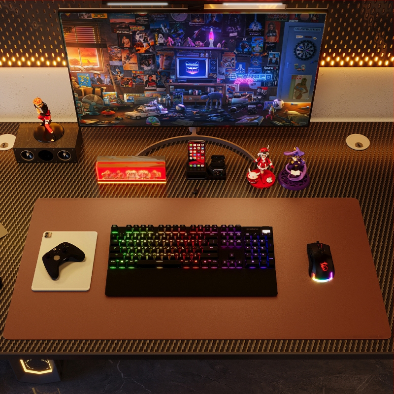 Ādas divpusēja galda paliktnis ar pretslīdējošu virsmu, logotipa drukāšana un pielāgošana