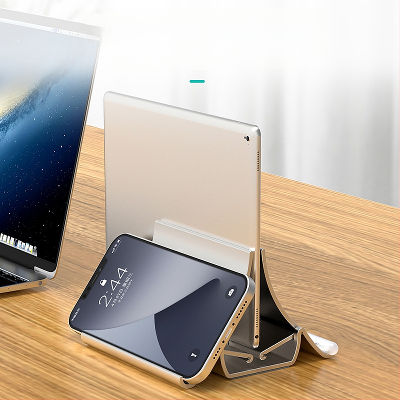 Portatīvā klēpjdatora vertikālais statīvs ar gravitācijas uzglabāšanu, augšupvērsts galda turētājs ar dzesēšanas atbalstu, modelis Gravity bracket, svars 371 g