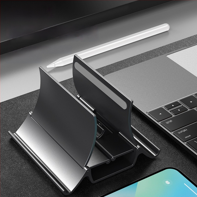 Portatīvā klēpjdatora vertikālais statīvs ar gravitācijas uzglabāšanu, augšupvērsts galda turētājs ar dzesēšanas atbalstu, modelis Gravity bracket, svars 371 g