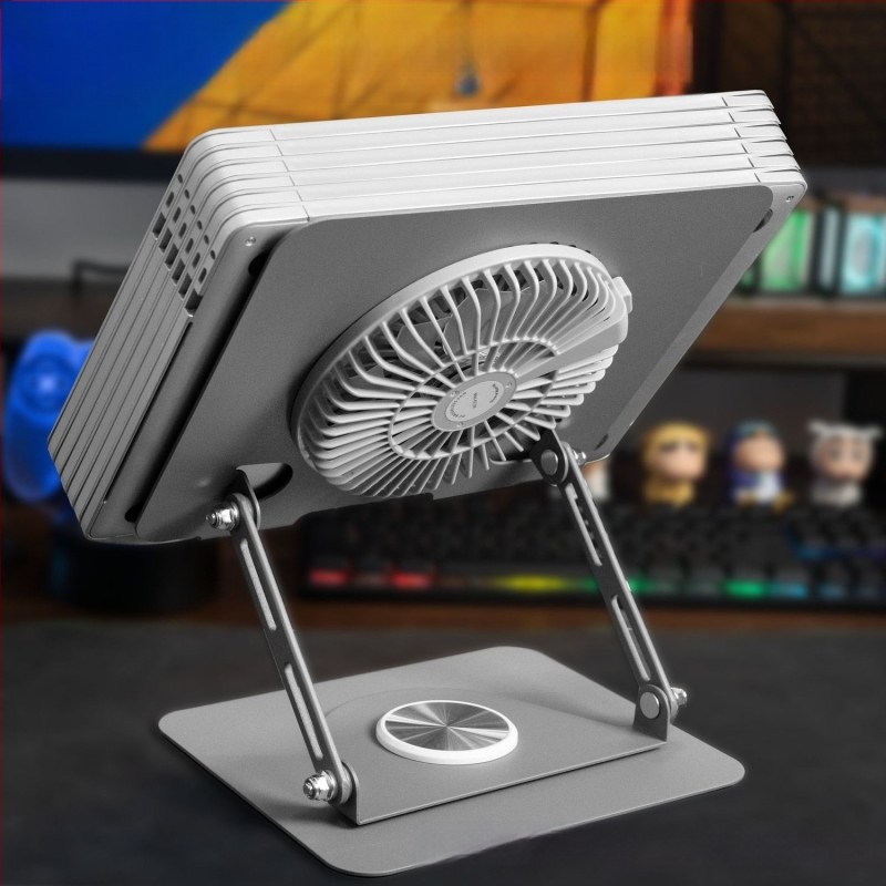 Klēpjdatora statīvs ar 360° pagriezienu, integrēta dzesēšana, atdalāms RGB ventilators