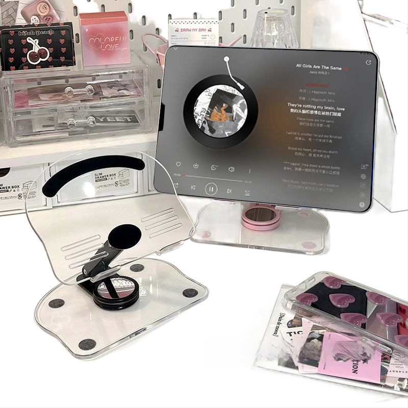 Regulējams galda turētājs telefonam un planšetdatoram, no akrila materiāla, universāla saderība