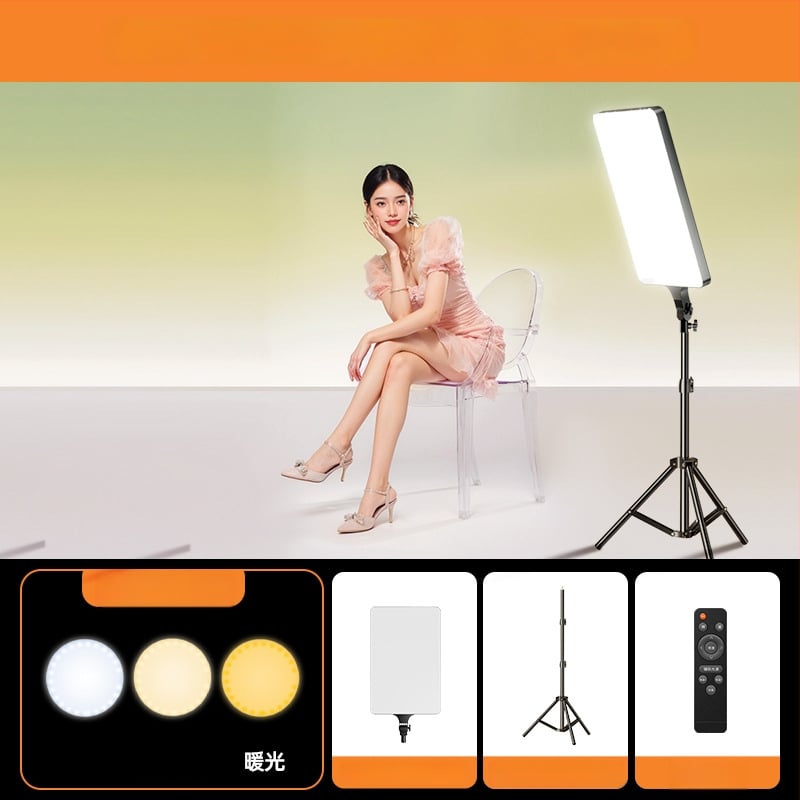 Portatiivne fotograafia valgus reguleeritava heleduse ja värvitemperatuuriga, ilma eraldi toiteallikata