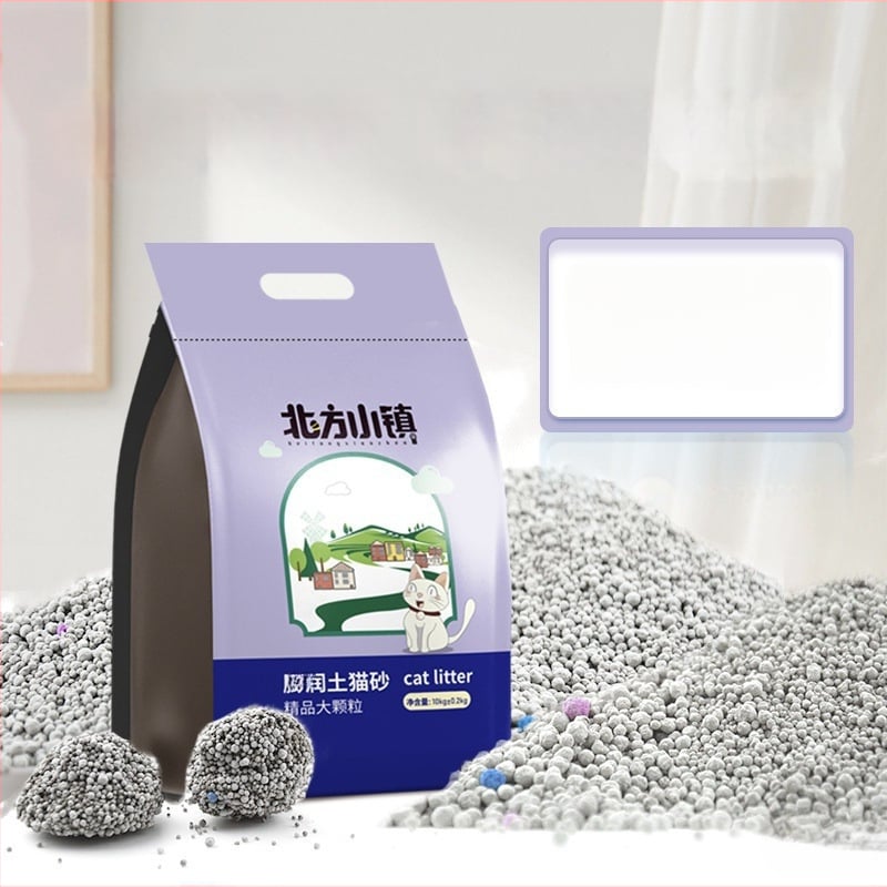 Котешки пясък на основата на бентонит, фини гранули, ниска прашност, лимонов аромат, за възрастни котки