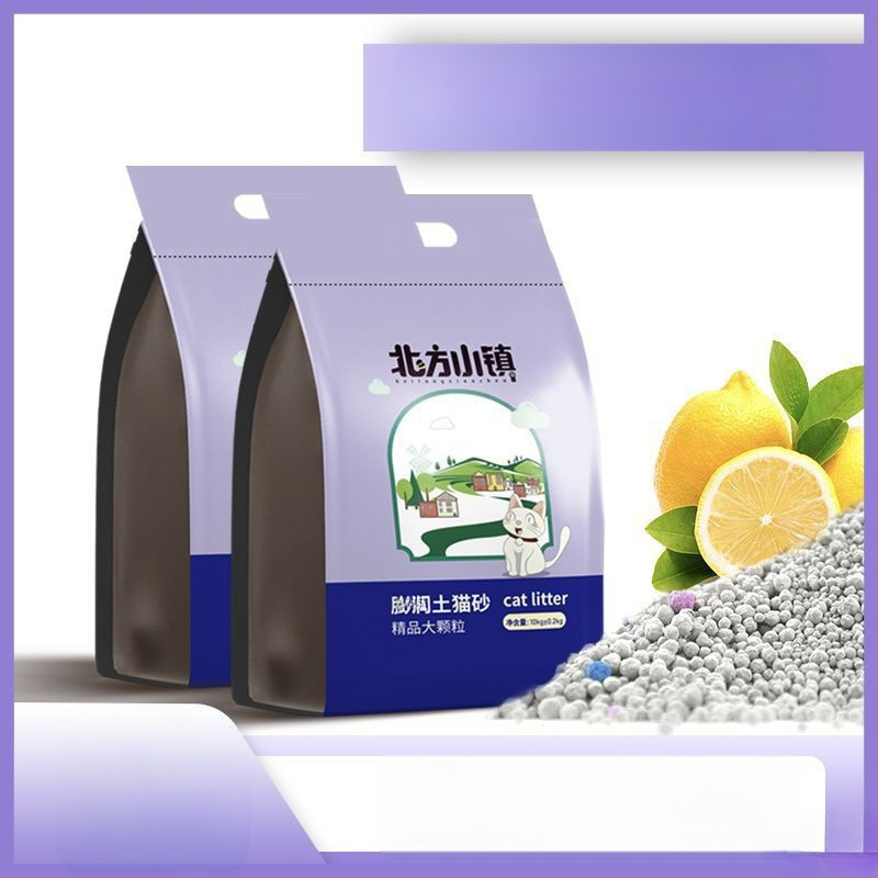 Котешки пясък на основата на бентонит, фини гранули, ниска прашност, лимонов аромат, за възрастни котки