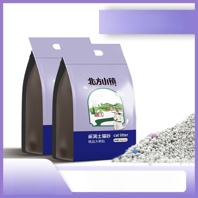 Котешки пясък на основата на бентонит, фини гранули, ниска прашност, лимонов аромат, за възрастни котки