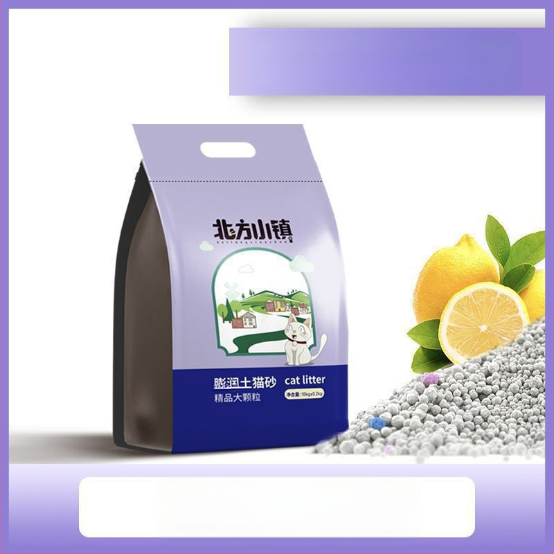 Котешки пясък на основата на бентонит, фини гранули, ниска прашност, лимонов аромат, за възрастни котки