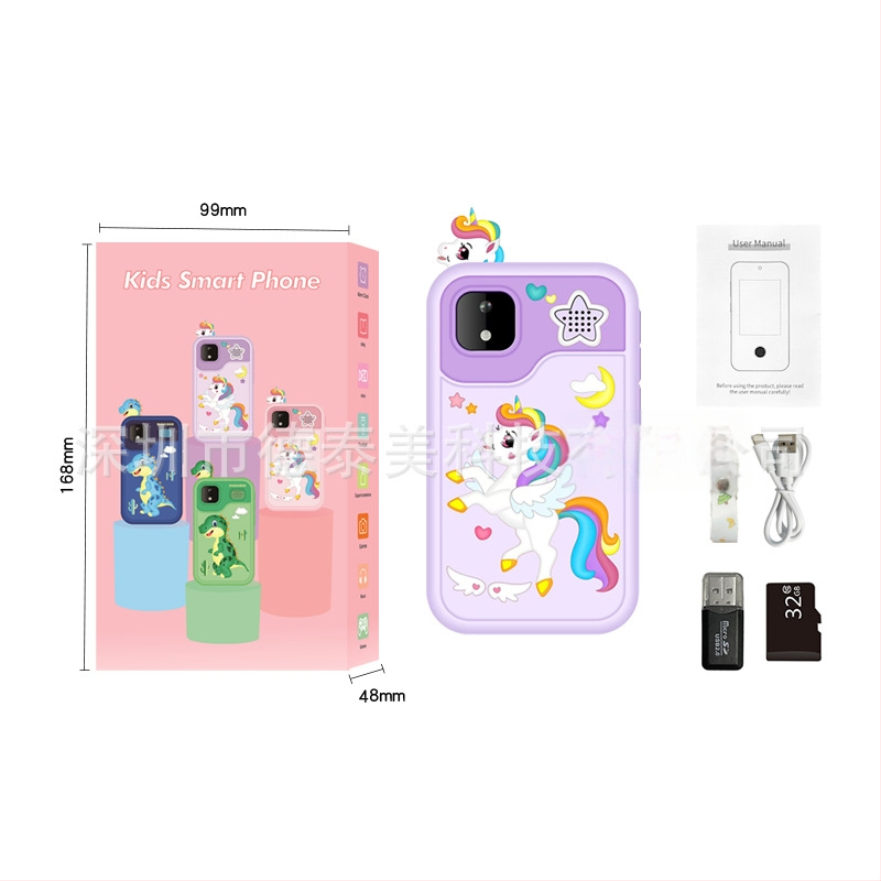 Детска камера с тема единорог и динозавър, модел D13, TF карта за съхранение, сензор до 1 MP, снимане и видеозапис, игри, филтри и стикери