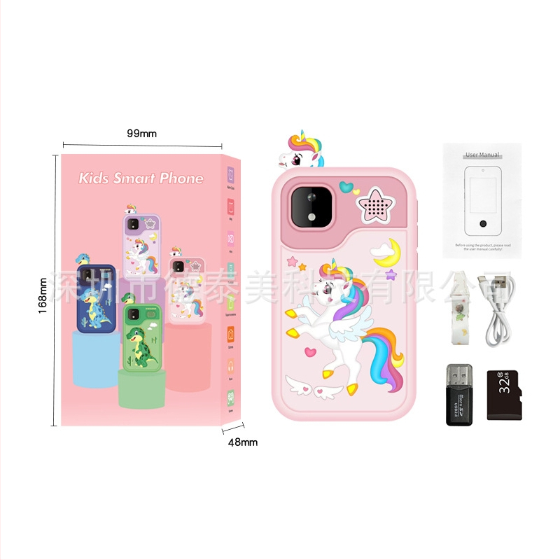 Детска камера с тема единорог и динозавър, модел D13, TF карта за съхранение, сензор до 1 MP, снимане и видеозапис, игри, филтри и стикери