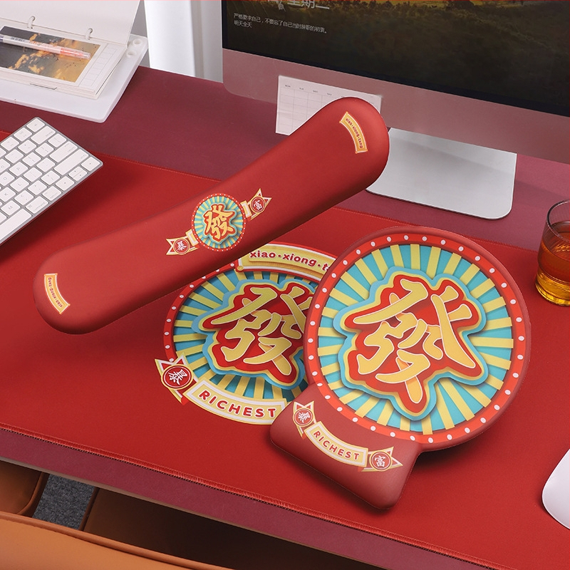 Rokas locītavas paliktnis tastatūrai un pelei ar atmiņas putām un silikona audumu, vienpusīgs, ar logotipu