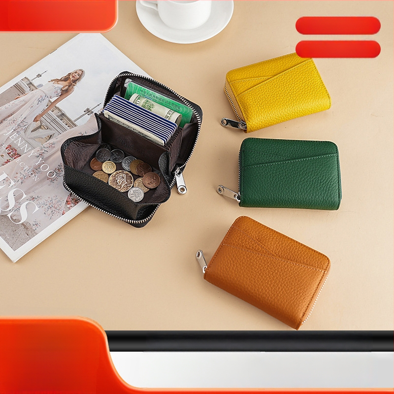 Δερμάτινος Ακορντεόν Καρτών με Πολλαπλά Διαμερίσματα, Αντιμαγνητικό, Πρώτο Στρώμα Βοδινού Δέρματος, Θήκη για Κέρματα, Αστικός Μινιμαλισμός