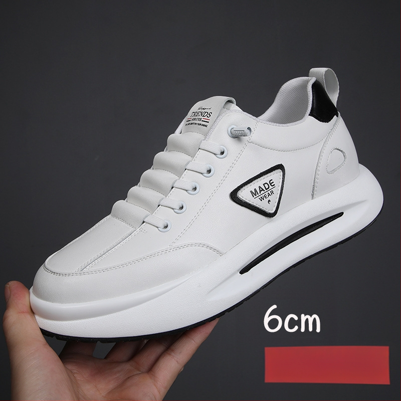 Vīriešu ādas sporta apavi ar slēgtu augstuma palielināšanu, virsma no govs ādas, PU iekšējā zolīte ar sietu, gumijas zole, zems papēdis 1-3 cm