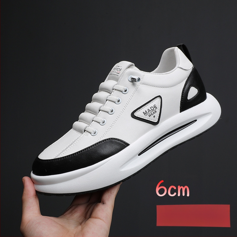Vīriešu ādas sporta apavi ar slēgtu augstuma palielināšanu, virsma no govs ādas, PU iekšējā zolīte ar sietu, gumijas zole, zems papēdis 1-3 cm