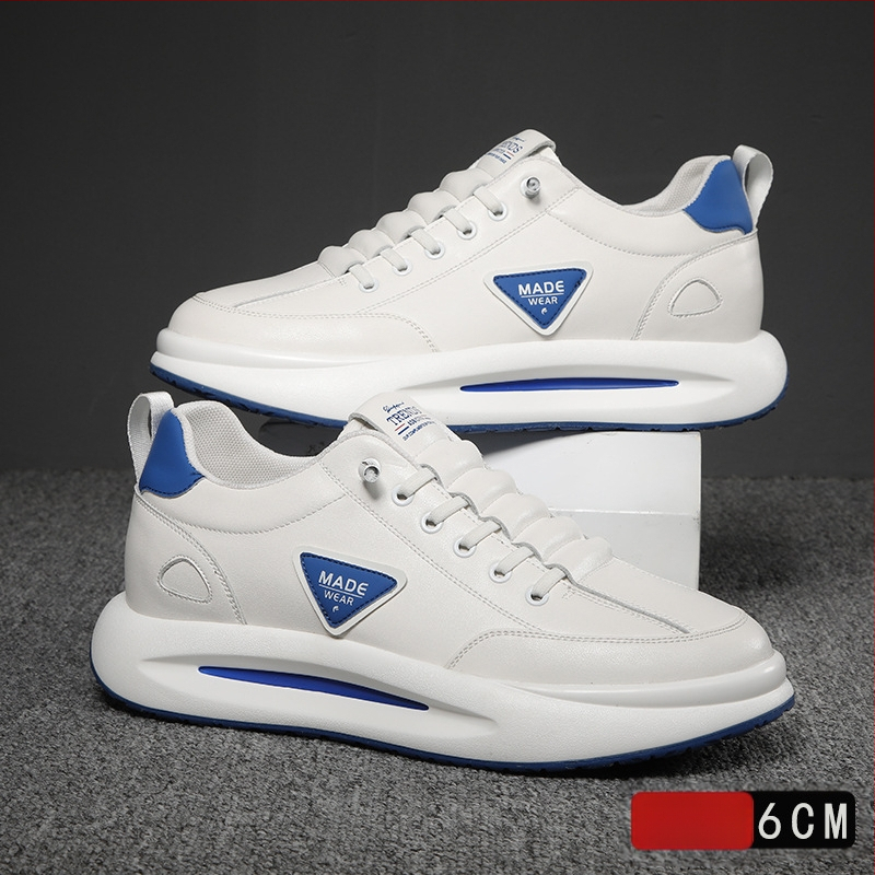 Vīriešu ādas sporta apavi ar slēgtu augstuma palielināšanu, virsma no govs ādas, PU iekšējā zolīte ar sietu, gumijas zole, zems papēdis 1-3 cm