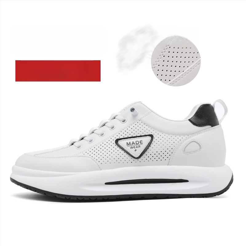 Vīriešu ādas sporta apavi ar slēgtu augstuma palielināšanu, virsma no govs ādas, PU iekšējā zolīte ar sietu, gumijas zole, zems papēdis 1-3 cm