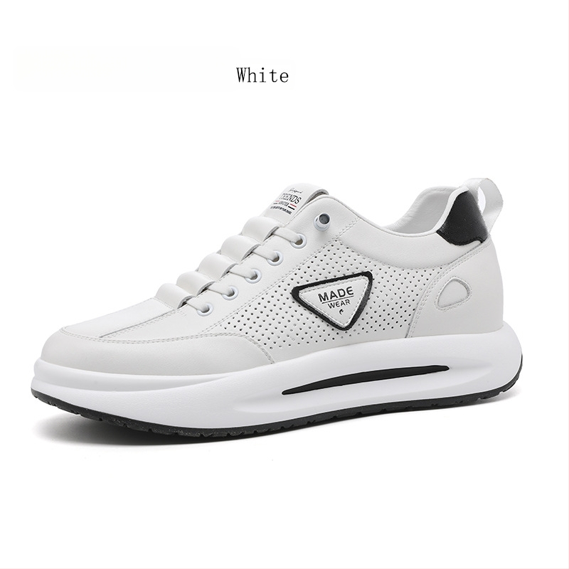 Vīriešu ādas sporta apavi ar slēgtu augstuma palielināšanu, virsma no govs ādas, PU iekšējā zolīte ar sietu, gumijas zole, zems papēdis 1-3 cm