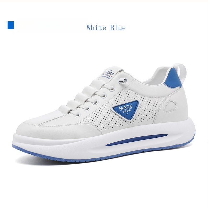 Vīriešu ādas sporta apavi ar slēgtu augstuma palielināšanu, virsma no govs ādas, PU iekšējā zolīte ar sietu, gumijas zole, zems papēdis 1-3 cm