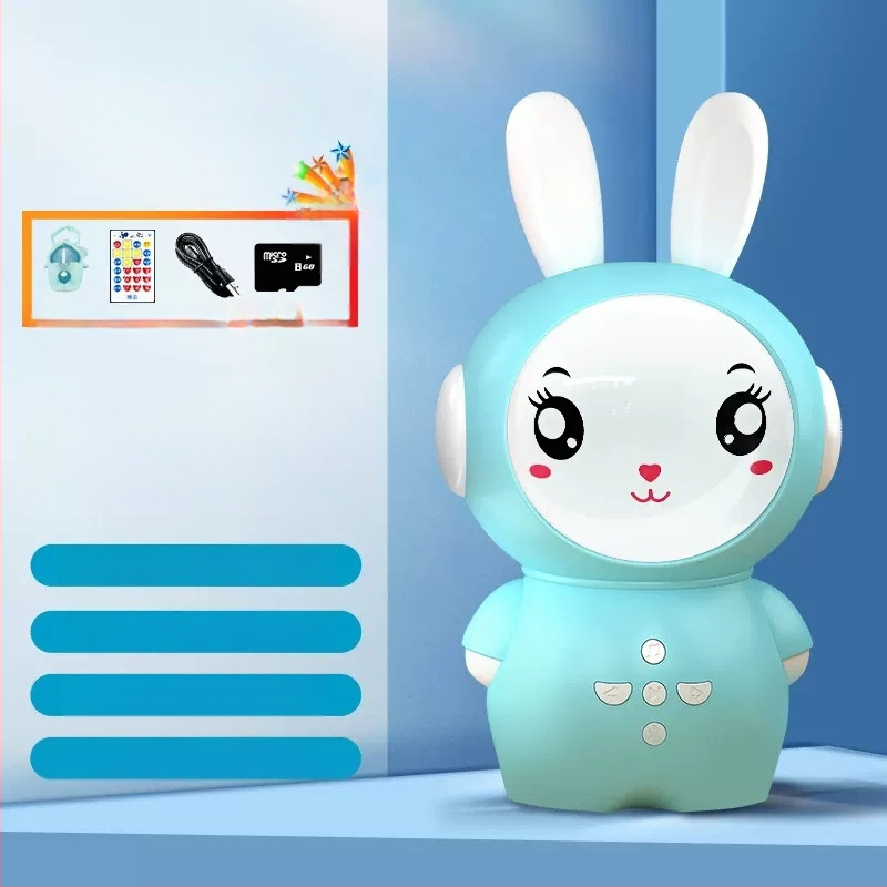 Детска образователна приказна машина с зайче — Bluetooth, дистанционно управление, MP3 възпроизвеждане, 8GB памет, ABS материал