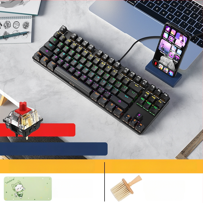 BOW Hot-Swap Механична клавиатура с Tea Switch, 87 клавиша, USB връзка за настолен компютър и лаптоп