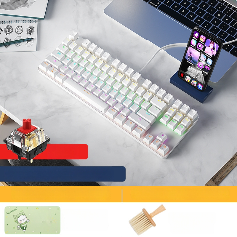 BOW Hot-Swap Механична клавиатура с Tea Switch, 87 клавиша, USB връзка за настолен компютър и лаптоп